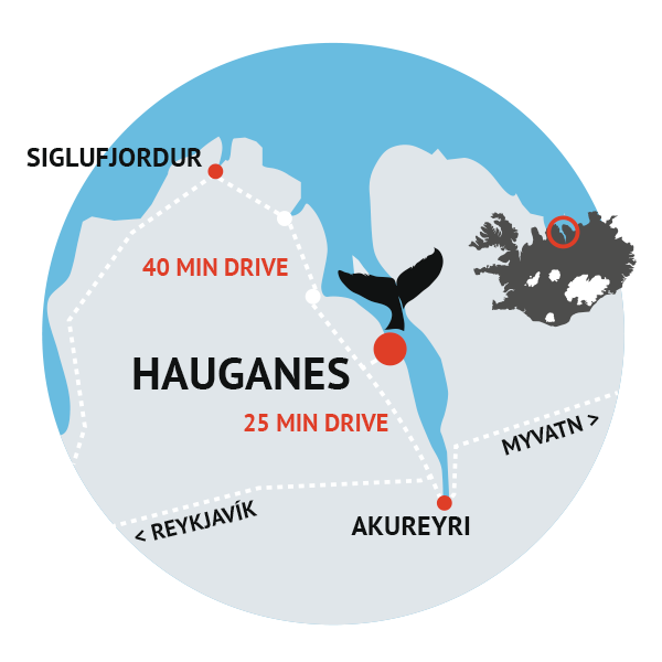 Location of Whale Watching Hauganes in Iceland